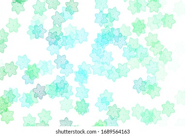 Light Green vector abstract backdrop with flowers. Shining colored illustration with flowers. New template for your design.
