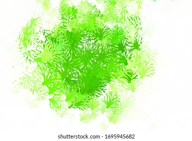 Light Green vector abstract backdrop with leaves. Colorful abstract illustration with leaves in doodle style. New template for your design.