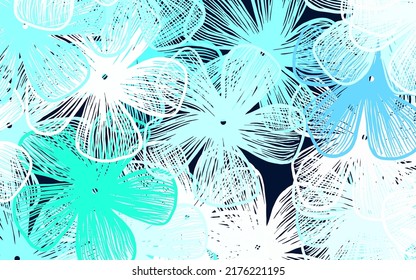 Light Green vector abstract backdrop with flowers Shining colored illustration with flowers. Pattern for wallpapers, coloring books.