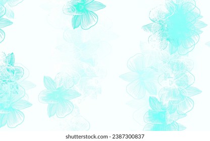 Light Green vector abstract backdrop with flowers. An elegant bright illustration with flowers. Pattern for wallpapers, coloring books.