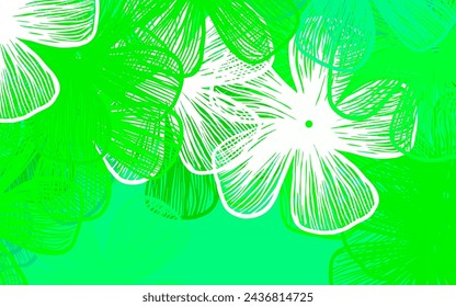 Light Green vector abstract backdrop with flowers Flowers with gradient on white background. The best design for your business.