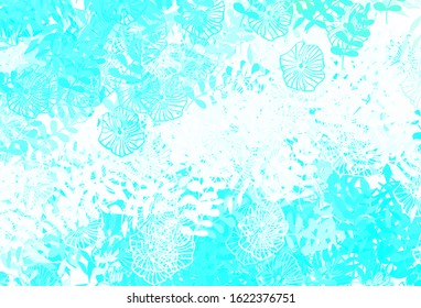 Light Green vector abstract background with leaves, flowers. Shining colored illustration with leaves and flowers. New template for your design.