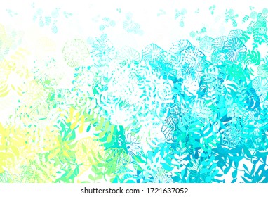 Light Green vector abstract background with leaves. Sketchy doodles with leaves on blurred background. New template for your brand book.