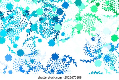 Light Green vector abstract background with flowers Abstract illustration with flowers in doodles style. Hand painted design for web, wrapping.