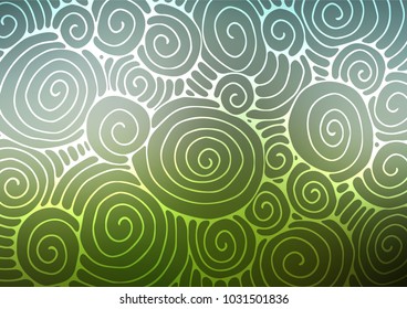 Light Green vector abstract doodle pattern. Doodles on blurred abstract background with gradient. The pattern can be used for coloring books and pages for kids.