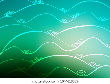 Light Green vector abstract doodle pattern. Colorful abstract illustration with lines in Asian style. Hand painted design for web, wrapping, wallpaper.