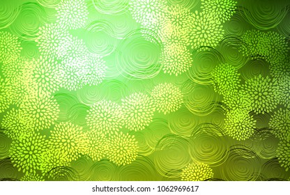 Light Green vector abstract doodle pattern. Doodle illustration of flowers in Origami style with gradient. Hand painted design for web, wrapping, wallpaper.