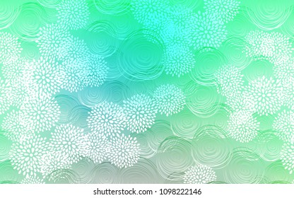 Light Green vector abstract doodle pattern. Sketchy doodles with flowers on blurred background. The textured pattern can be used for website.