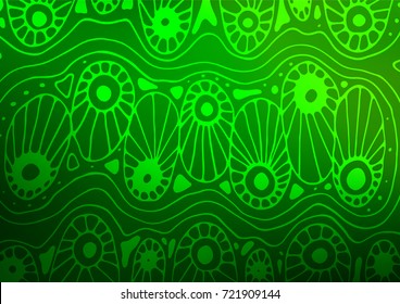 Light Green vector abstract doodle pattern. Colorful abstract illustration with lines in Asian style. The best blurred design for your business.