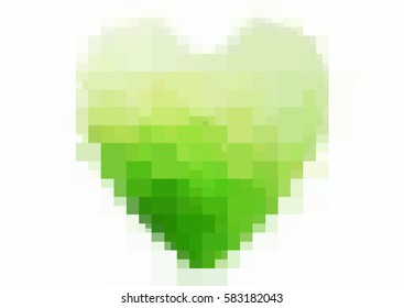Light Green vector abstract glitter heart shape on white background in love concept for valentine's day with sweet and romantic moment. Polygonal design for your business.