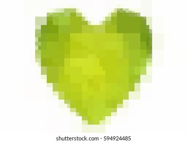Light Green vector abstract glitter heart shape on white background in love concept for valentine's day with sweet and romantic moment. Polygonal design for your business.