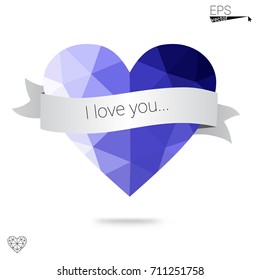 Light Green vector abstract glitter heart shape on white background in love concept for valentine's day with sweet and romantic moment. Polygonal design for your business.