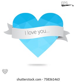Light Green vector abstract glitter heart shape on white background in love concept for valentine's day with sweet and romantic moment. Polygonal design for your business.