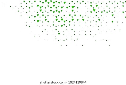Light Green vector abstract lovely pattern with Hearts on white background. Happy Valentine's Day Greeting Card with small hearts. Stock template for your romantic ad, leaflet, banner.