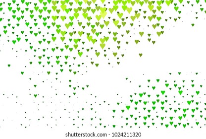 Light Green vector abstract lovely pattern with Hearts on white background. Happy Valentine's Day Greeting Card with small hearts. Stock template for your romantic ad, leaflet, banner.