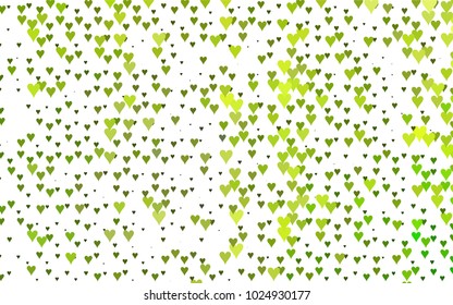 Light Green vector abstract lovely pattern with Hearts on white background. Happy Valentine's Day Greeting Card with small hearts. Stock template for your romantic ad, leaflet, banner.