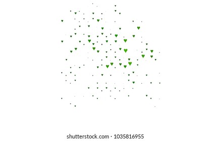 Light Green vector abstract lovely pattern with Hearts on white background. Happy Valentine's Day Greeting Card with small hearts. Stock template for your romantic ad, leaflet, banner.