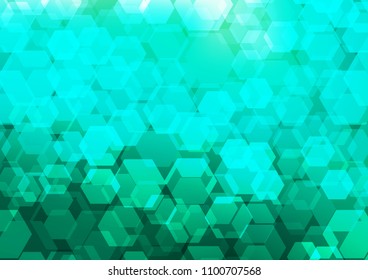 Light Green vector abstract mosaic template. Shining illustration, which consist of hexagons. Brand new style for your business design.
