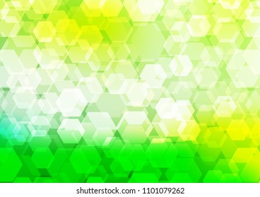 Light Green vector abstract mosaic template. hexagonal geometric sample with gradient.  The elegant pattern can be used as part of a brand book.
