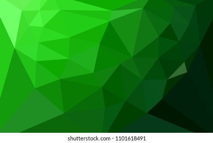 Light Green vector abstract mosaic backdrop with a heart in a centre. Colorful illustration with gradient. Best triangular design for your business.