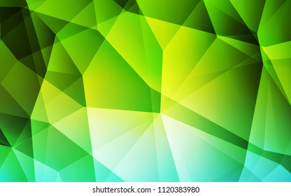 Light Green vector abstract mosaic background. Shining polygonal illustration, which consist of triangles. Best triangular design for your business.