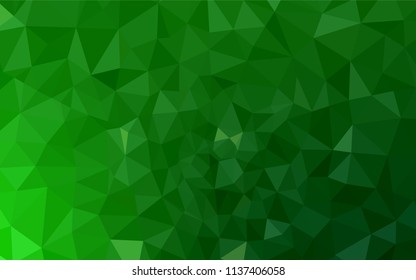 Light Green vector abstract mosaic pattern. Glitter abstract illustration with an elegant triangles. Completely new template for your banner.