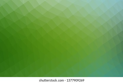 Light Green vector abstract mosaic background. Triangular geometric sample with gradient.  The best triangular design for your business.