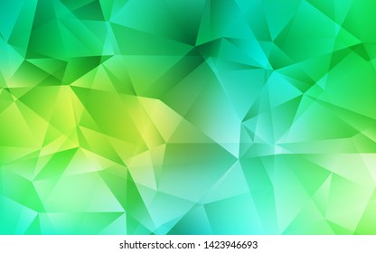 Light Green vector abstract mosaic backdrop. Geometric illustration in Origami style with gradient.  Completely new template for your banner.