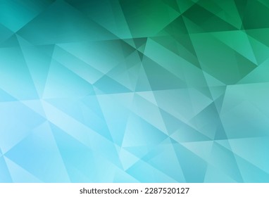 Hellgrüner, abstrakter Mosaikhintergrund mit Vektorgrafik. Geometrische Abbildung im Origami-Stil mit Farbverlauf.  Bestes Dreiecksdesign für Ihr Unternehmen.