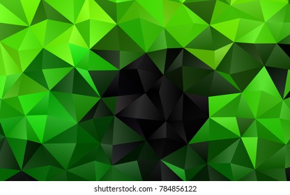 Light Green vector abstract mosaic template. Triangular geometric sample with gradient.  A new texture for your design.