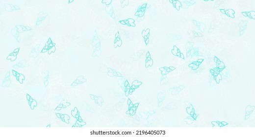 Light green vector abstract pattern with leaves. Sketchy doodles with leaves on blurred background. Smart design for wrapping, wallpapers.