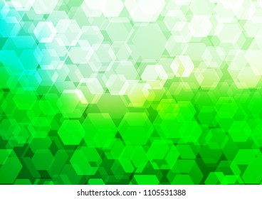 Light Green vector abstract polygonal background. Shining illustration, which consist of hexagons. The best hexagonal design for your business.