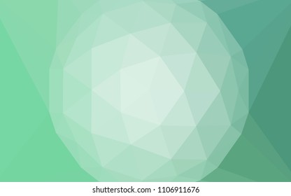 Light Green vector abstract polygonal template with a gem in a centre. Triangular geometric sample with gradient.  New template for your brand book.