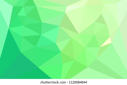 Light Green vector abstract polygonal template with a heart in a centre. Triangular geometric sample with gradient.  Pattern for a brand book's backdrop.