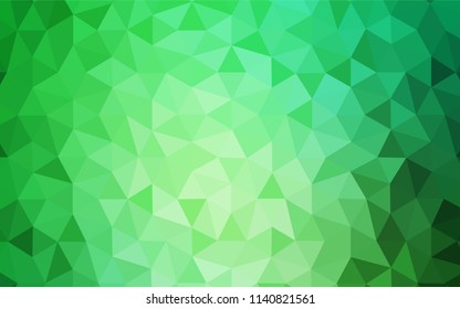 Light Green vector abstract polygonal template. Creative illustration in halftone style with triangles. A completely new design for your leaflet.