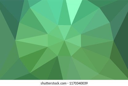 Light Green vector abstract polygonal background with a gem in a centre. Illustration in Origami style with gradient. Triangular pattern for your design.