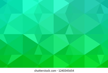 Light Green vector abstract polygonal template. Shining polygonal illustration, which consist of triangles. Triangular pattern for your business design.