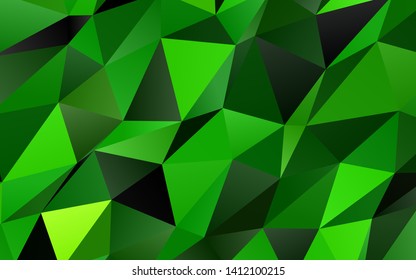 Light Green vector abstract polygonal cover. Shining colored illustration in a Brand new style. Triangular pattern for your business design.