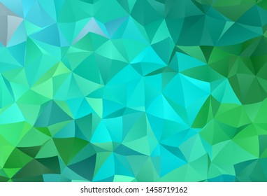 Light Green vector abstract polygonal pattern. Glitter abstract illustration with an elegant triangles. Best triangular design for your business.