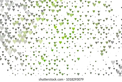 Light Green vector abstract small hearts on white background. Template for valentine day with sweet, romantic concept. Amazing pattern for your design, banner, leaflet.