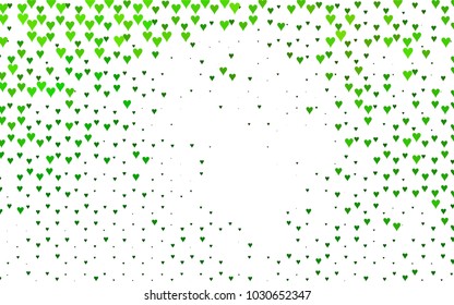Light Green vector abstract small hearts on white background. Template for valentine day with sweet, romantic concept. Amazing pattern for your design, banner, leaflet.