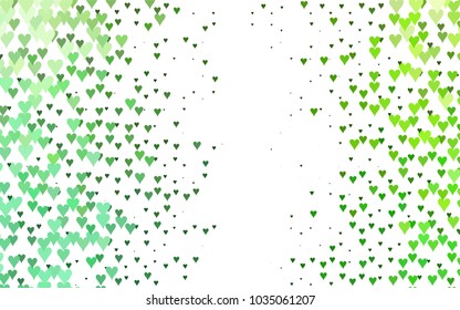 Light Green vector abstract small hearts on white background. Template for valentine day with sweet, romantic concept. Amazing pattern for your design, banner, leaflet.