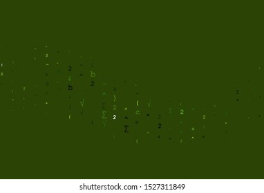 Light Green vector backdrop with algebra elements. Blurred design in simple style with collection of numerals. Pattern for ads, booklets, leaflets of education.