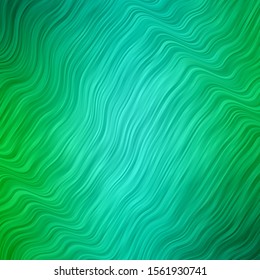 Light Green vector backdrop with bent lines. Bright illustration with gradient circular arcs. Pattern for websites, landing pages.