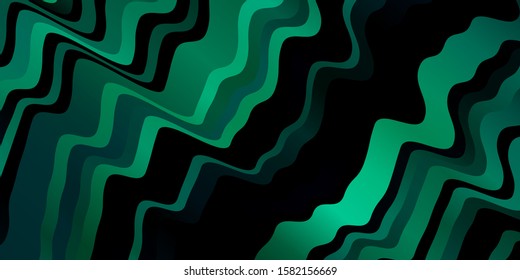 Light Green vector backdrop with bent lines. Abstract illustration with gradient bows. Pattern for websites, landing pages.