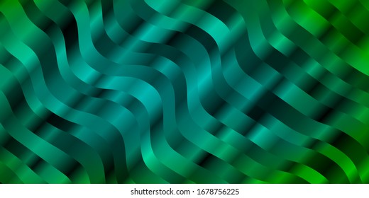Light Green vector backdrop with bent lines. Illustration in abstract style with gradient curved.  Pattern for commercials, ads.