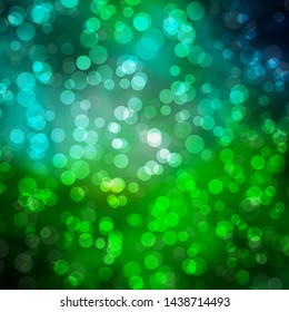 Light Green vector backdrop with circles. Glitter abstract illustration with colorful drops. Pattern for booklets, leaflets.