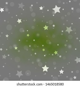 Light Green vector backdrop with circles, stars. Abstract illustration with colorful spots, stars. Pattern for trendy fabric, wallpapers.