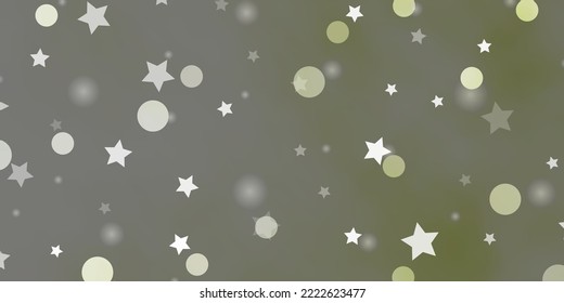 Light Green vector backdrop with circles, stars. Abstract illustration with colorful spots, stars. Pattern for design of fabric, wallpapers.