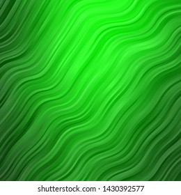 Light Green vector backdrop with curves. Abstract illustration with bandy gradient lines. Pattern for ads, commercials.